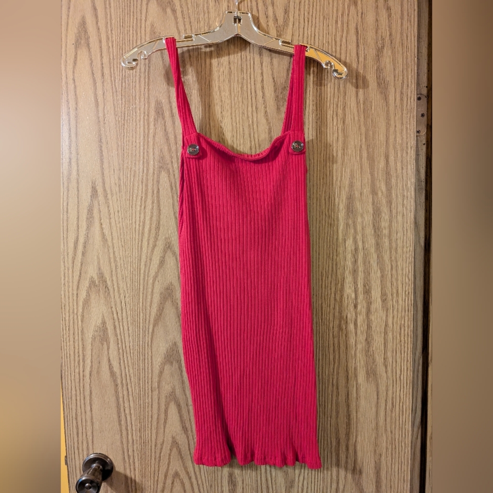 Heart Hips Vibrant Red Ribbed Mini Dress